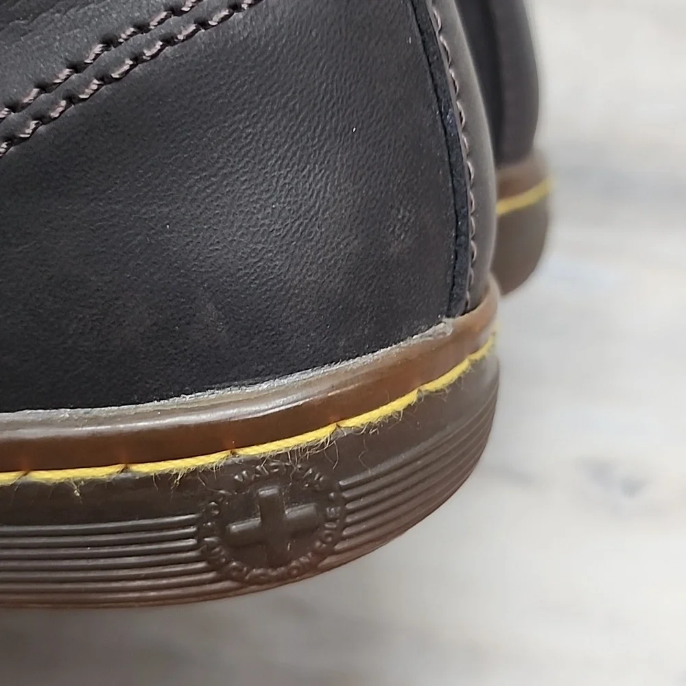 ​Dr. Martens Women Maelly Dark Brown Leather Boots w/Herringbone Tweed Cuff 6 - Picture 8 of 12